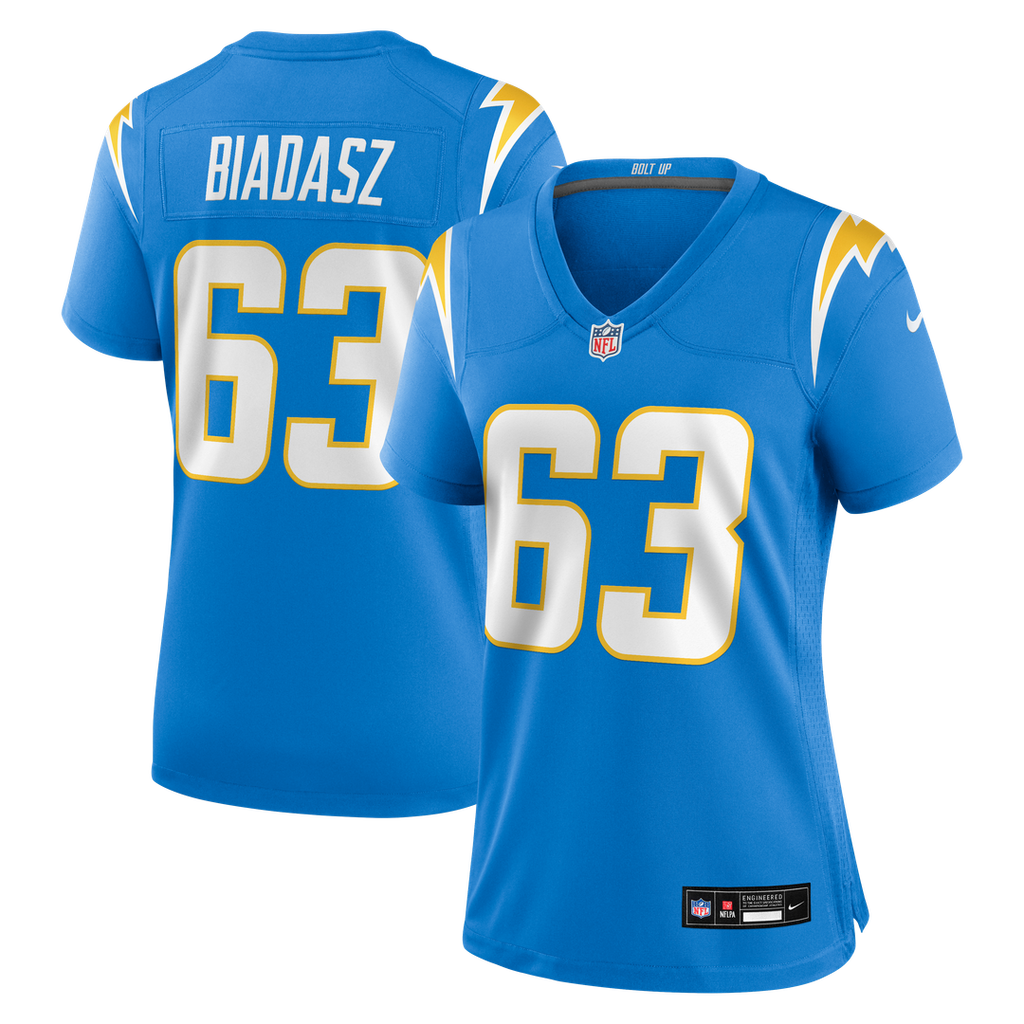 Tyler Biadasz Los Angeles Chargers Women's Team Game Jersey - Powder Blue