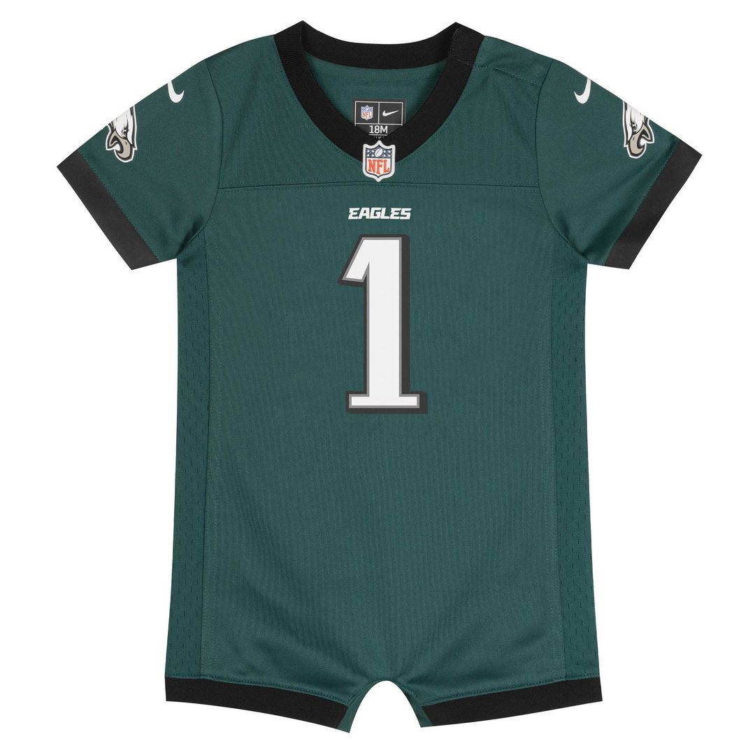 Jalen Hurts Philadelphia Eagles Newborn Romper Game Jersey - Midnight Green