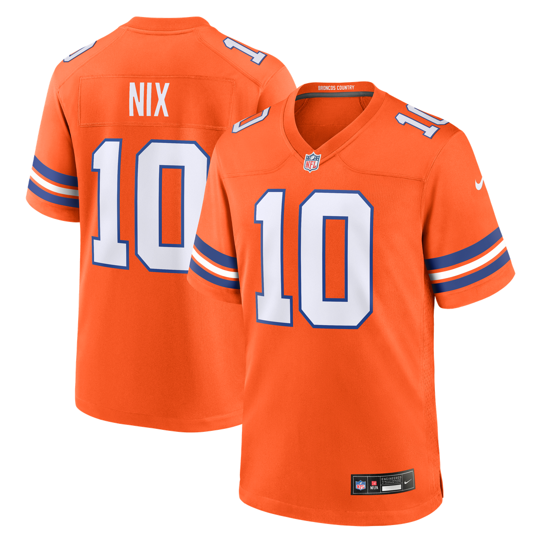Bo Nix Denver Broncos Mile High Collection 1977 Throwback Player Game Jersey - Orange