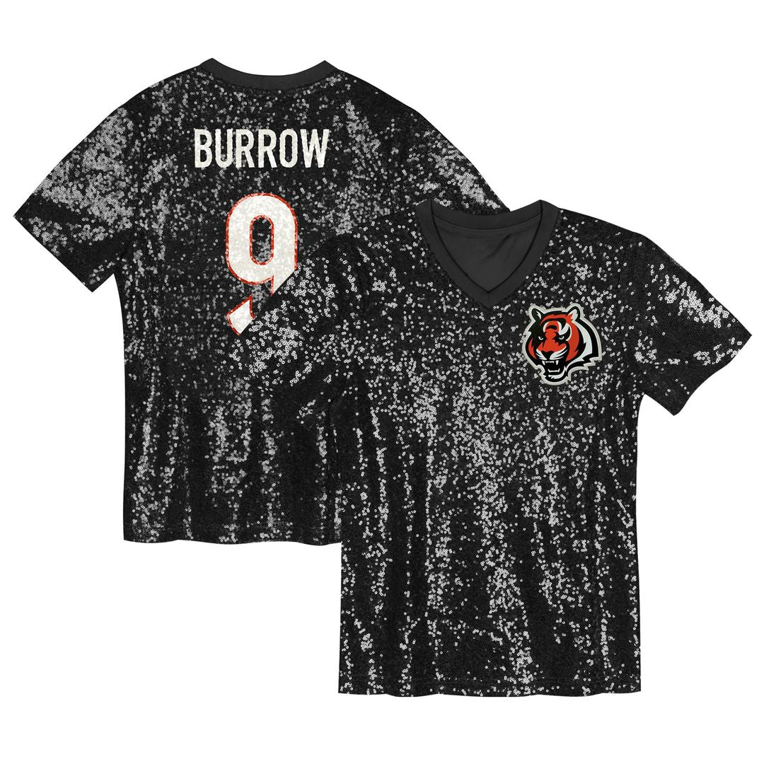 Joe Burrow Cincinnati Bengals Women's Player Name & Number V - Neck Fashion Jersey - Black