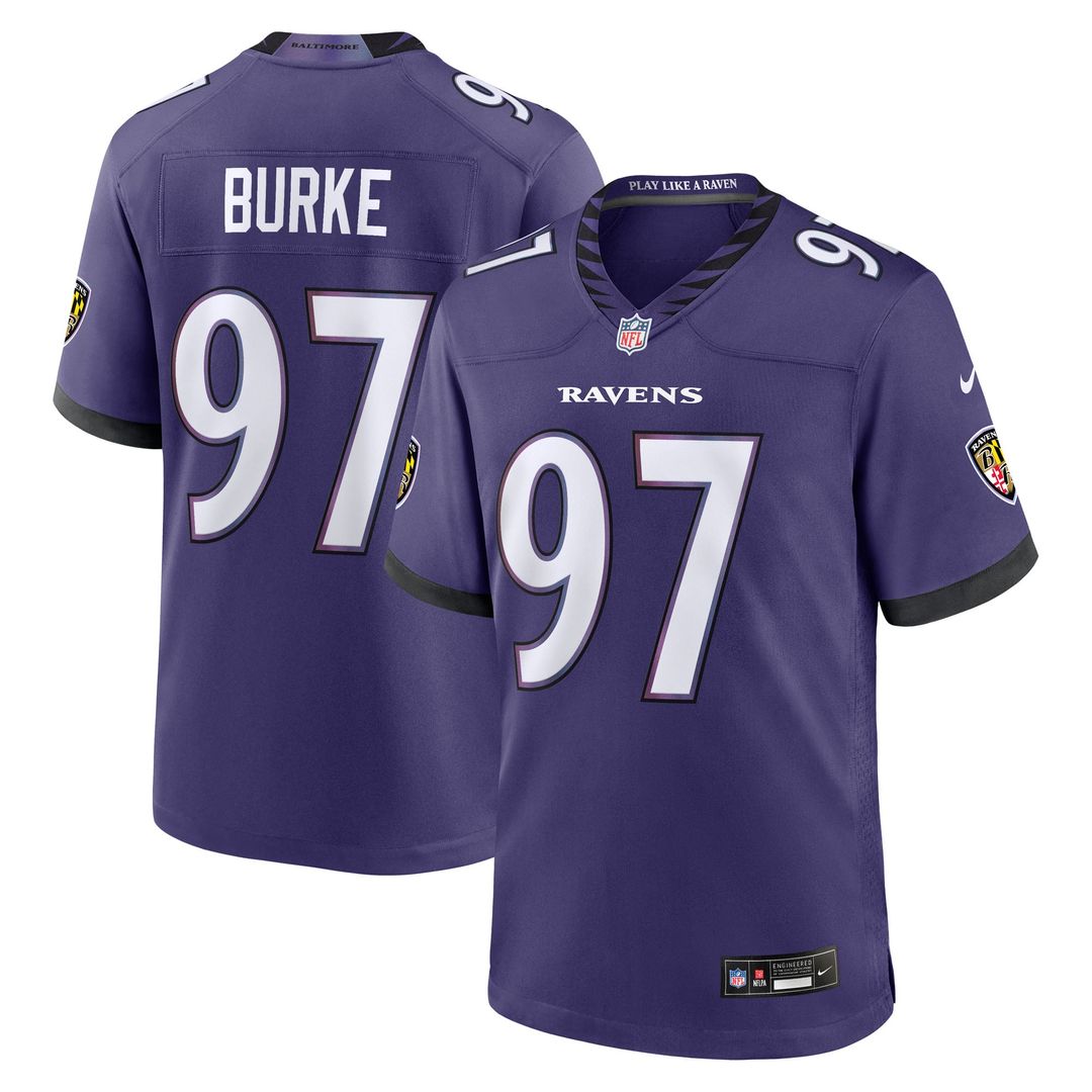 Ethan Burke Baltimore Ravens Team Game Jersey - Purple