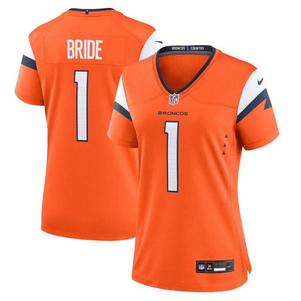 Number 1 Bride Denver Broncos Women's Game Jersey - Orange
