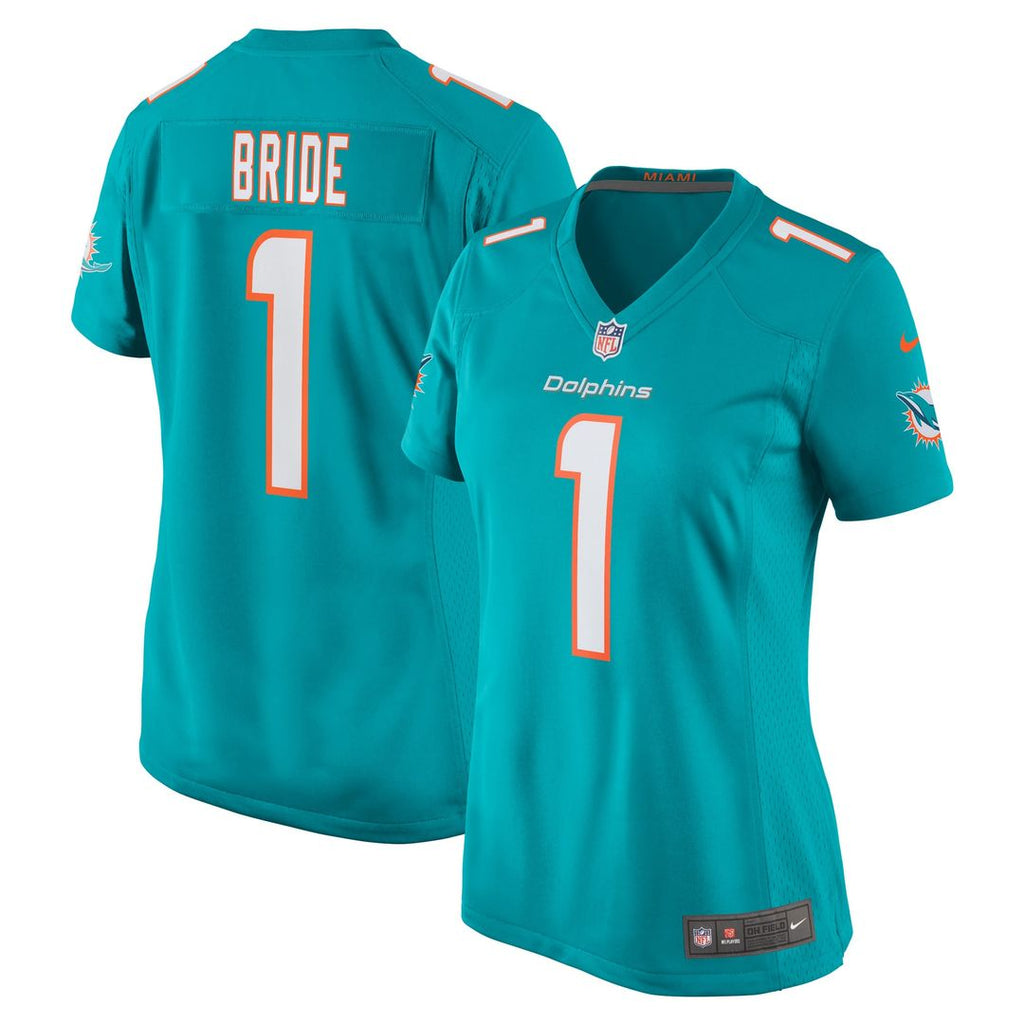 Number 1 Bride Miami Dolphins Women's Game Jersey - Aqua