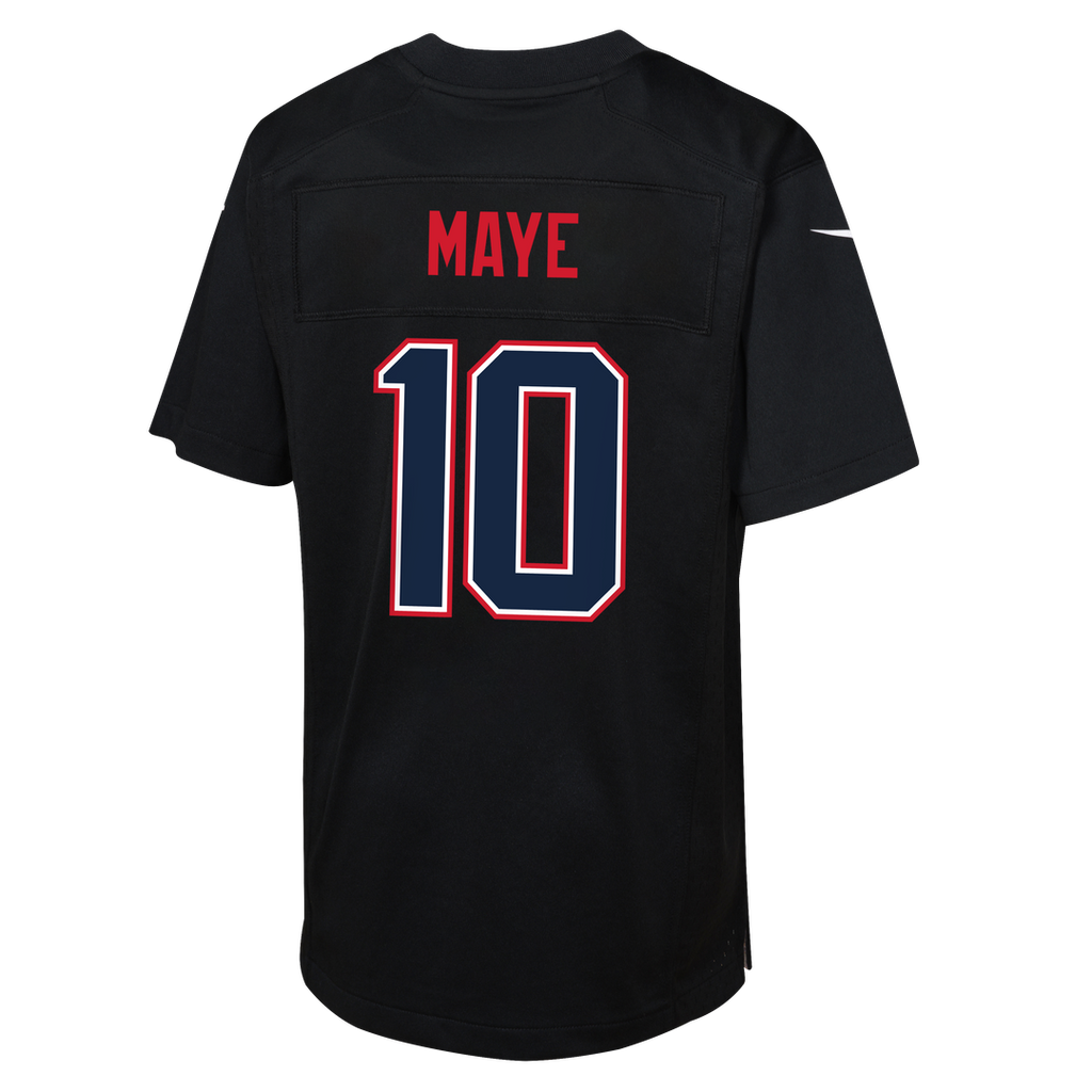 Drake Maye New England Patriots Youth Super Bowl LX Patch Carbon Fashion Game Jersey - Black