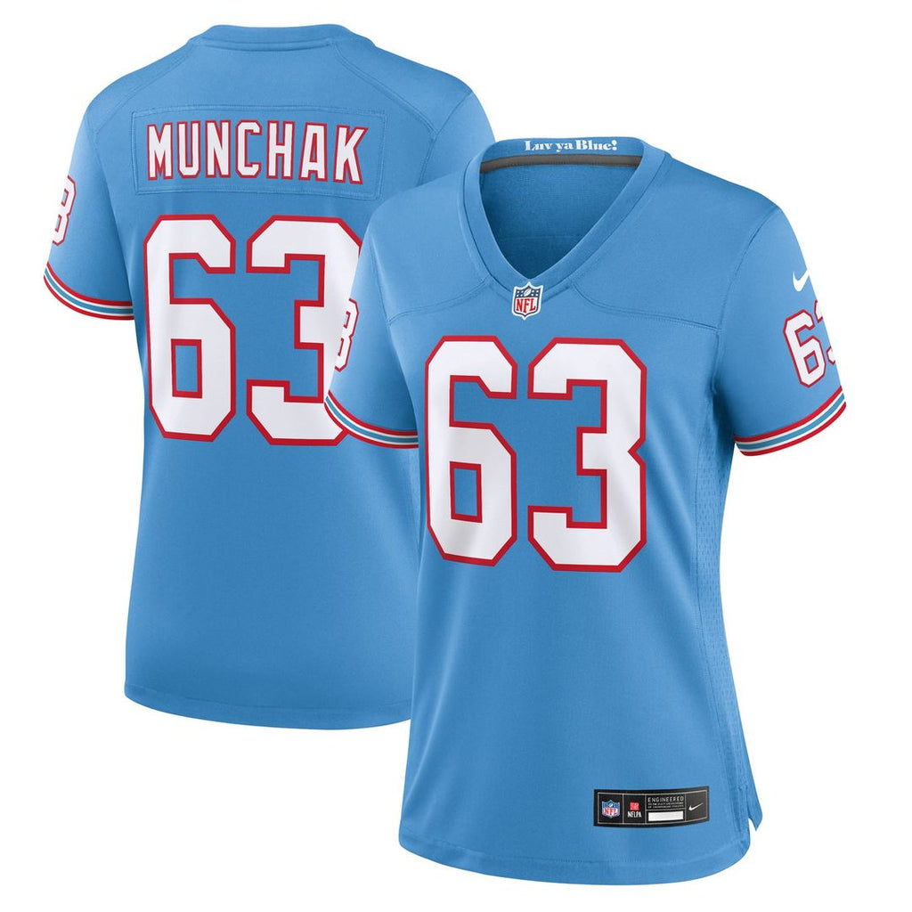 Mike Munchak Tennessee Titans Women's Oilers Throwback Retired Player Game Jersey - Light Blue