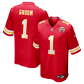 Number 1 Groom Kansas City Chiefs Game Jersey - Red