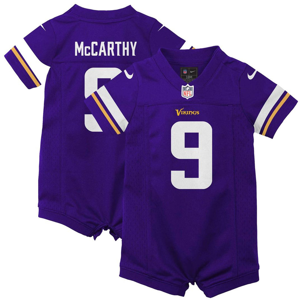 J.J. McCarthy Minnesota Vikings Newborn Romper Game Jersey - Purple