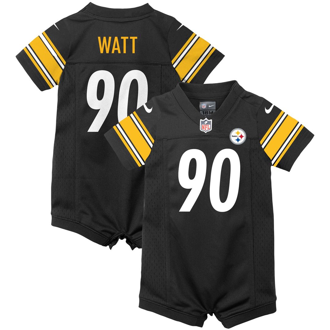 T.J. Watt Pittsburgh Steelers Newborn Romper Game Jersey - Black