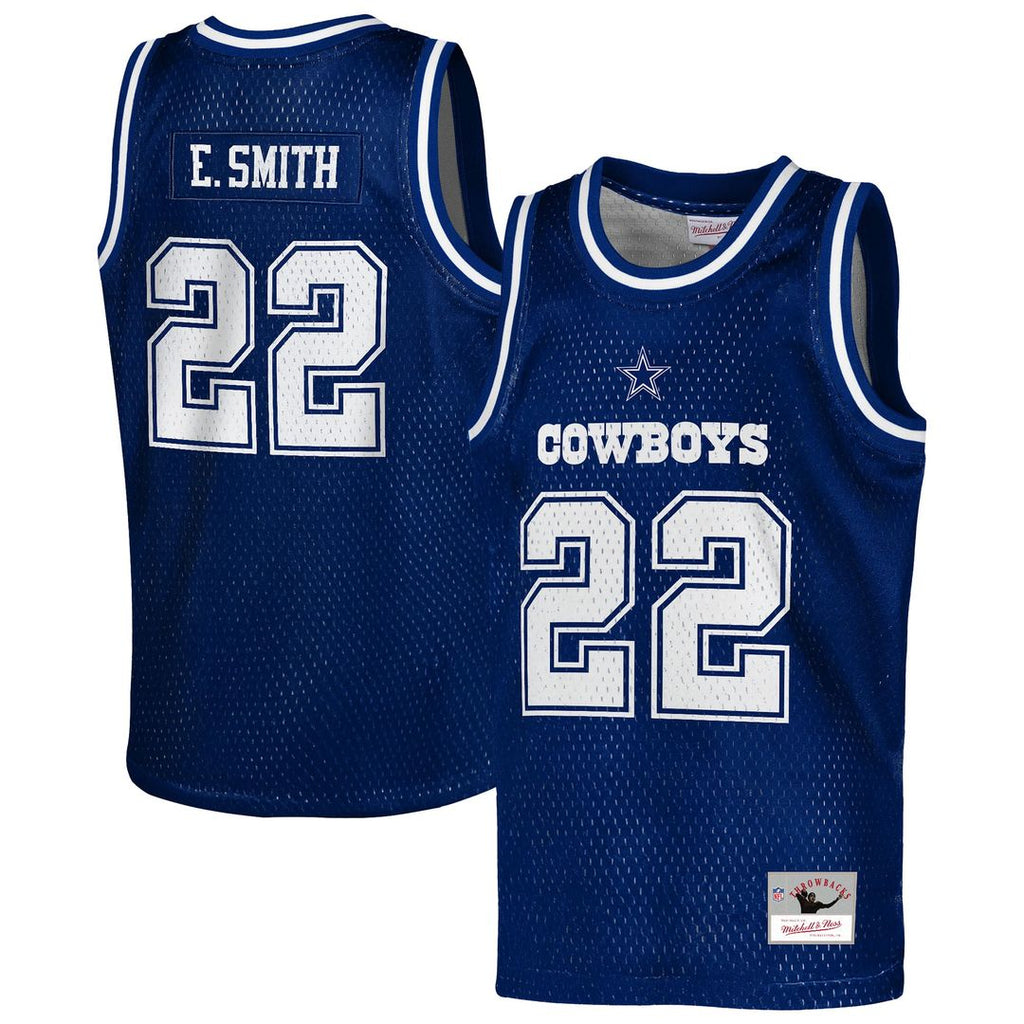 Emmitt Smith Dallas Cowboys Youth Retired Player NFL Basketball Fashion Jersey - Navy