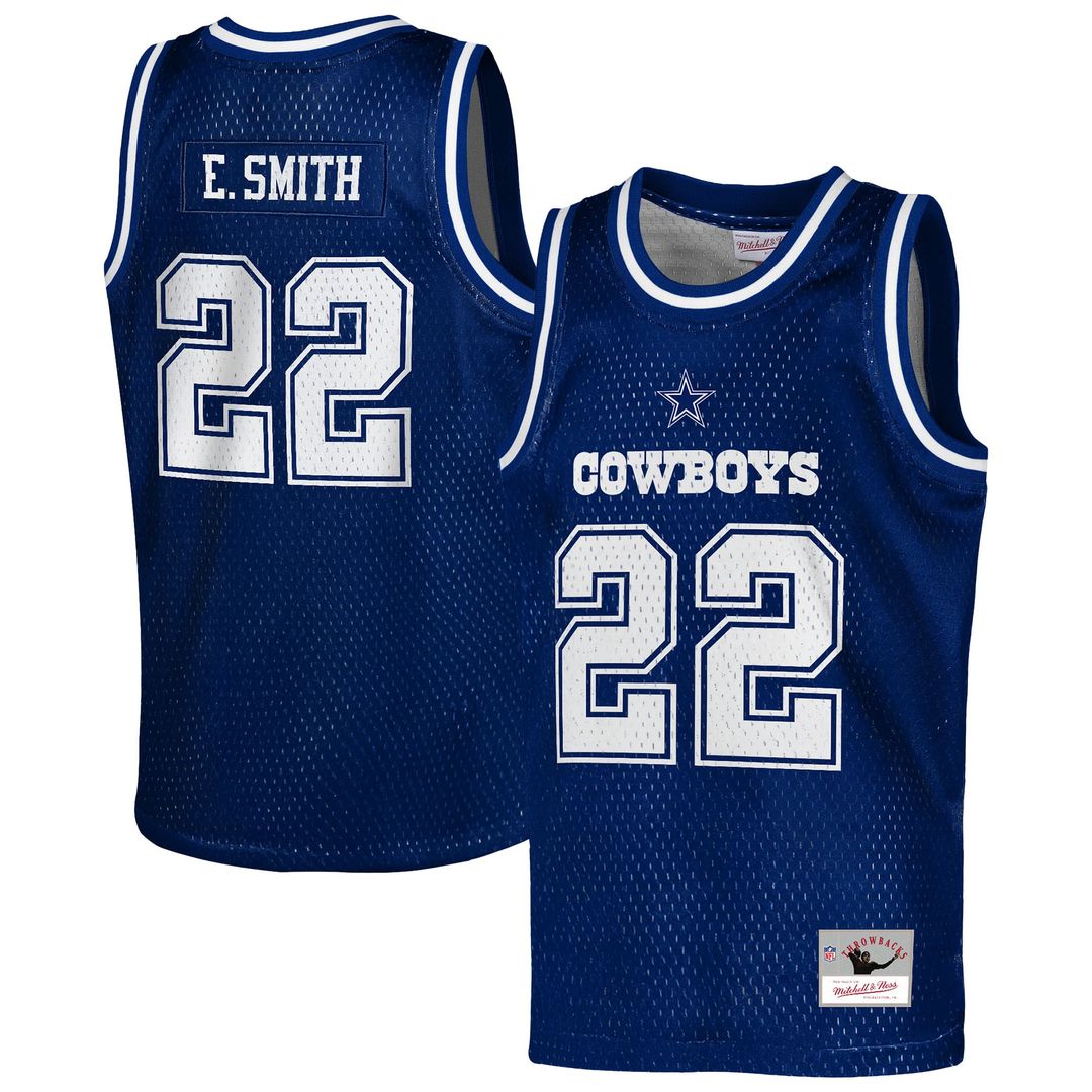 Emmitt Smith Dallas Cowboys Youth Retired Player NFL Basketball Fashion Jersey - Navy