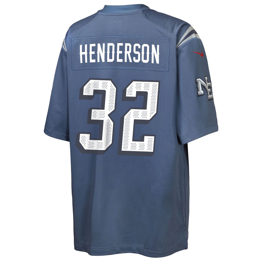 TreVeyon Henderson New England Patriots Youth Rivalries Collection Game Jersey - Blue