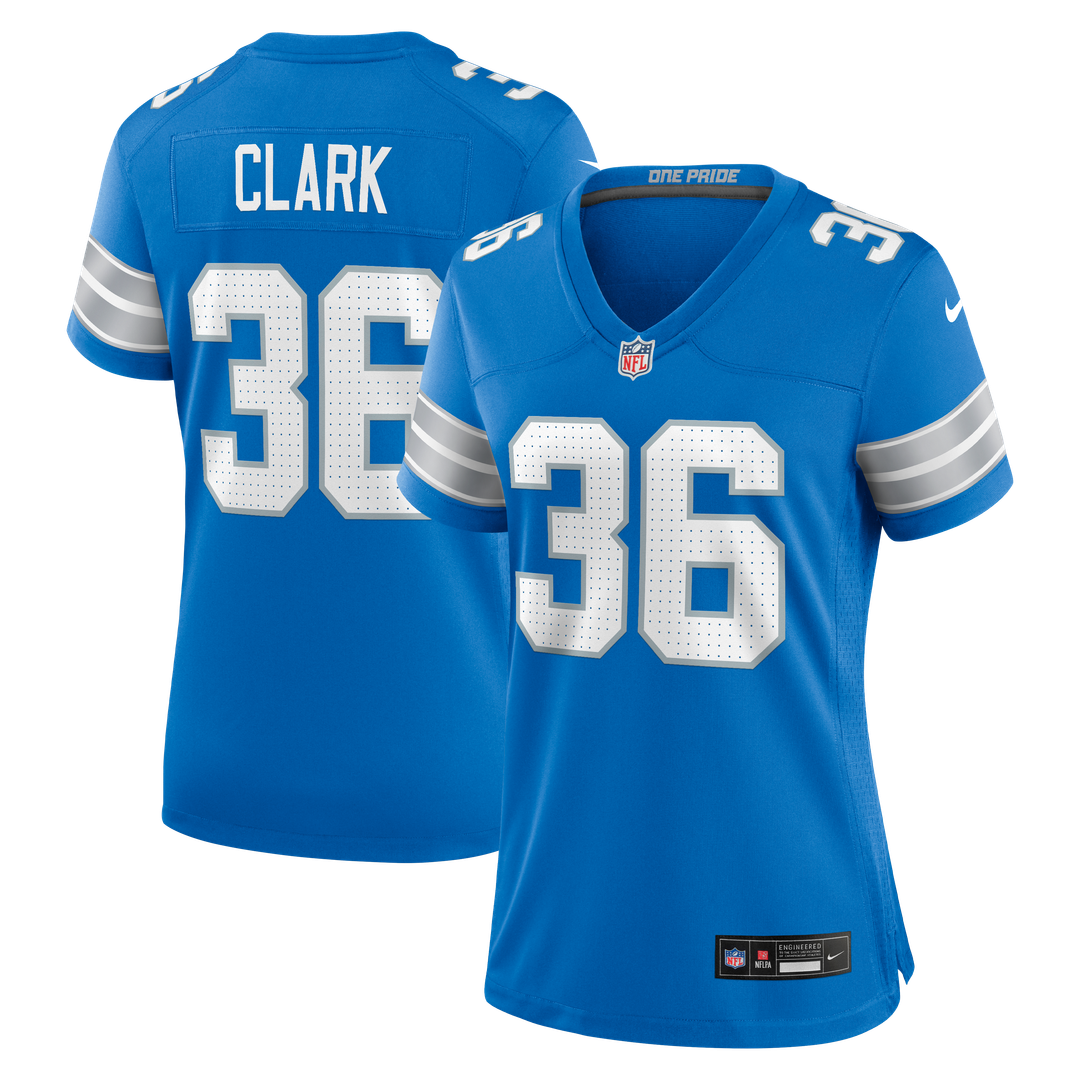 Chuck Clark Detroit Lions Women's Team Game Jersey - Blue