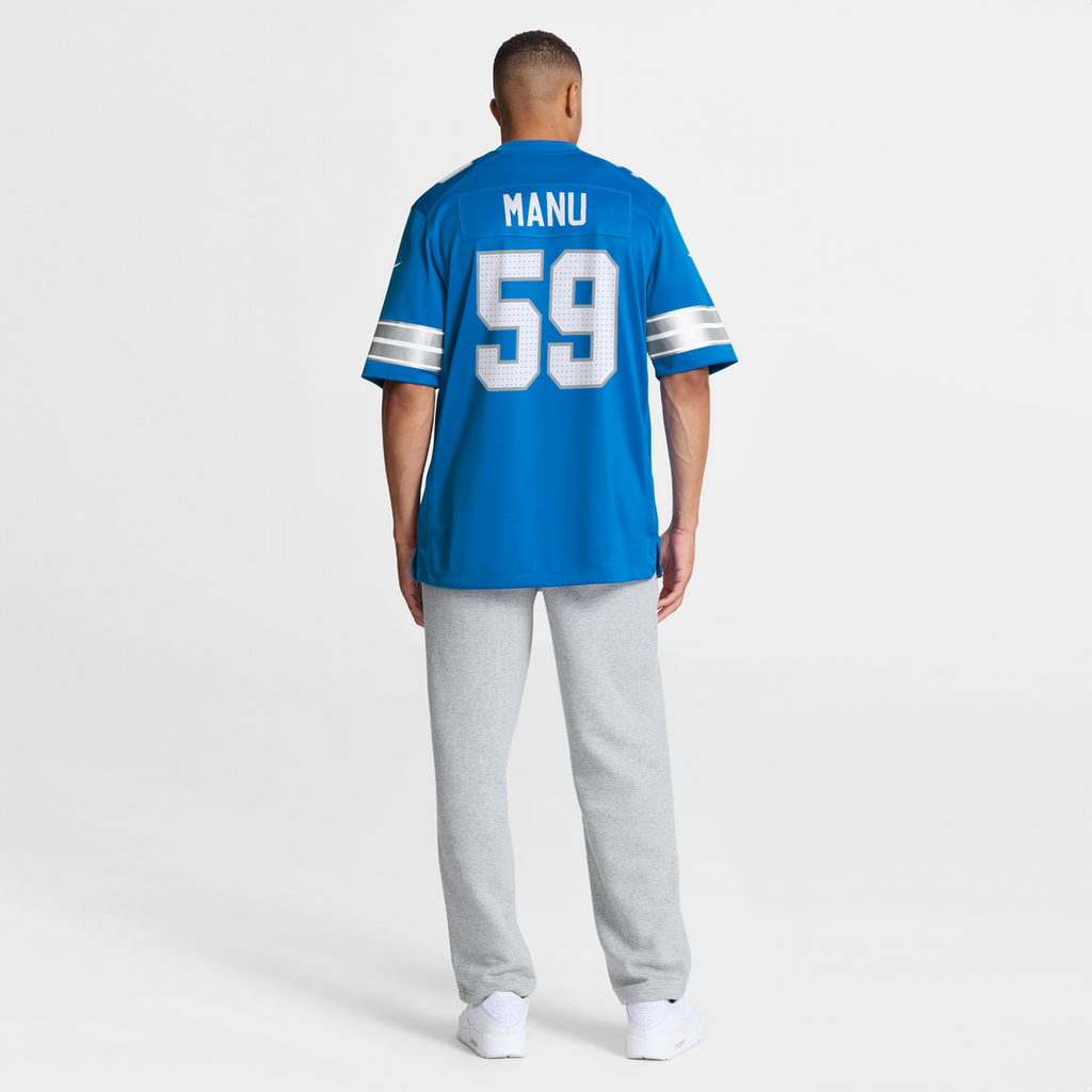 Giovanni Manu Detroit Lions Team Game Jersey - Blue