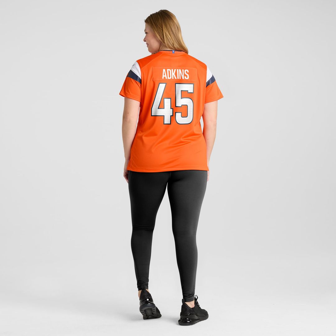 Nate Adkins Denver Broncos Women's Team Game Jersey - Orange