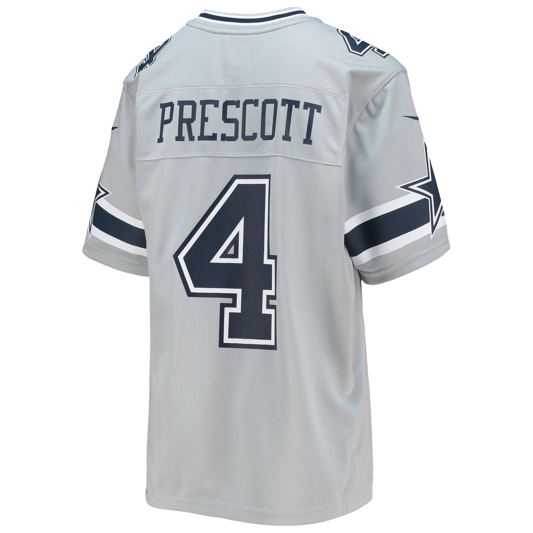 Dak Prescott Dallas Cowboys Youth Inverted Team Game Jersey - Silver