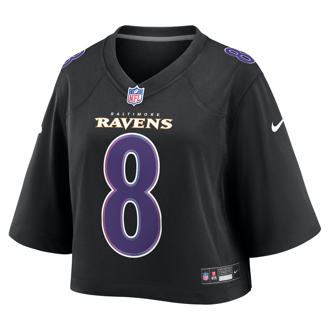 Lamar Jackson Baltimore Ravens Women's Cropped Fashion Game Jersey - Black