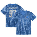 Aidan Hutchinson Detroit Lions Girls Youth Sequin V - Neck Fashion Jersey - Blue