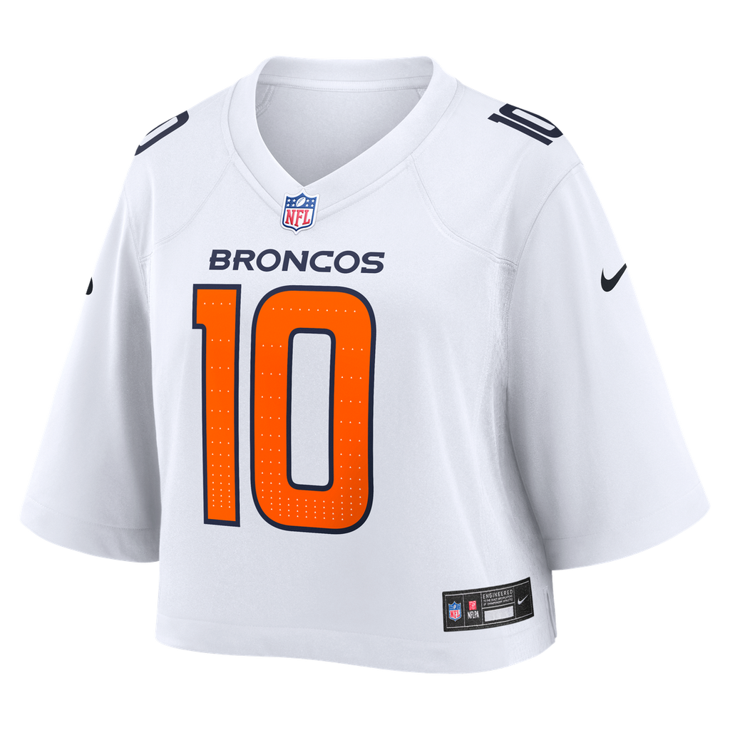 Bo Nix Denver Broncos Women's Cropped Fashion Game Jersey - White