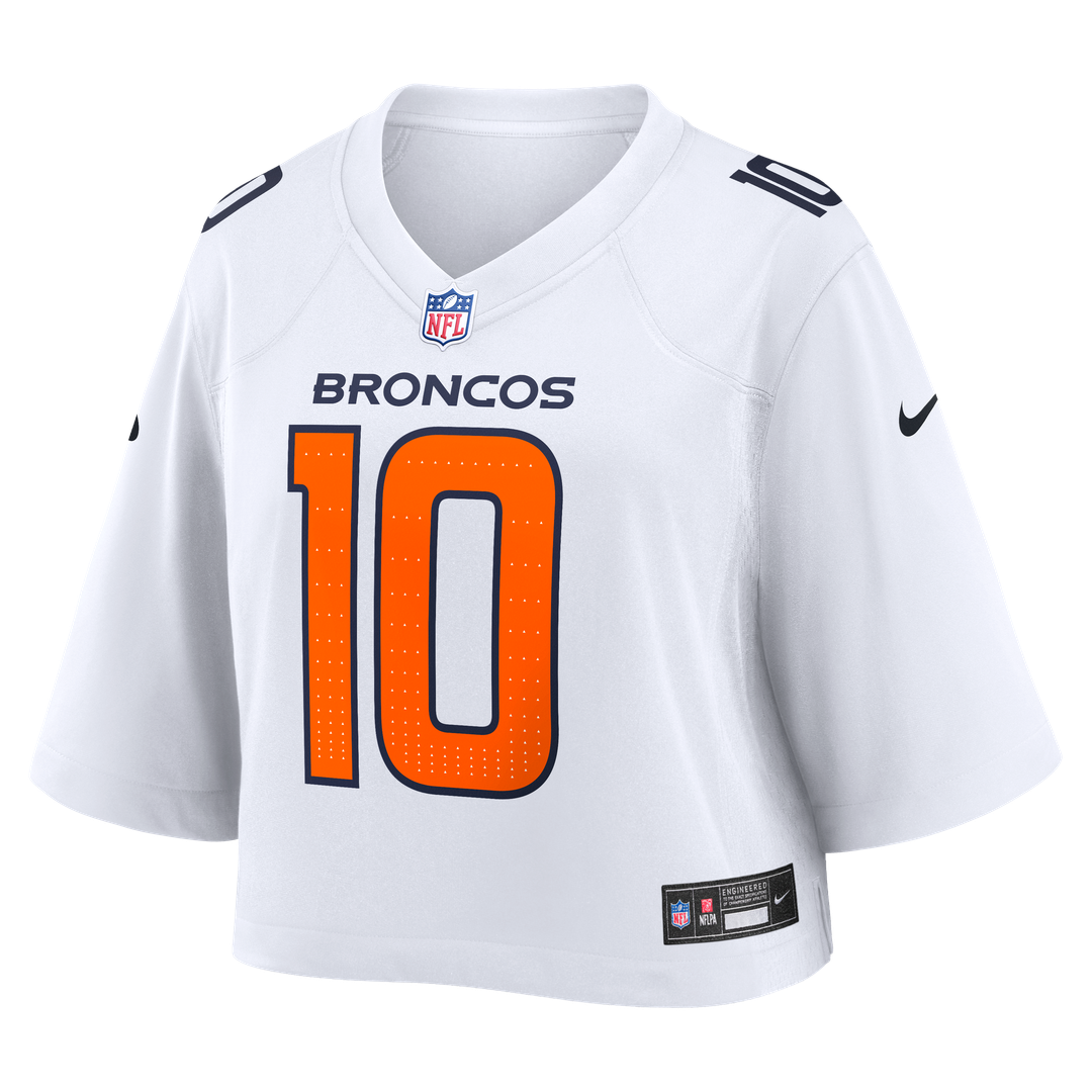Bo Nix Denver Broncos Women's Cropped Fashion Game Jersey - White