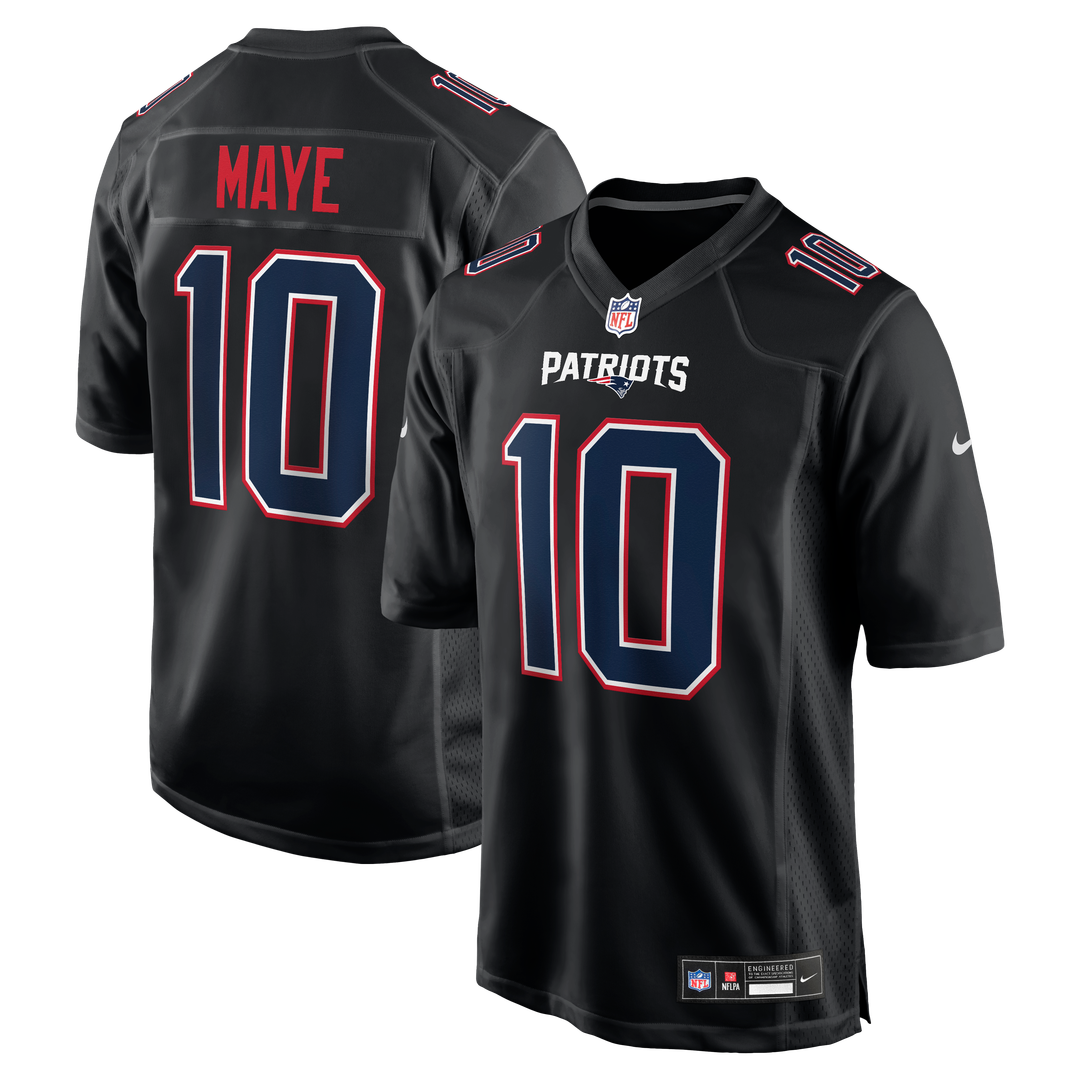 Drake Maye New England Patriots Fashion Game Jersey - Carbon Black